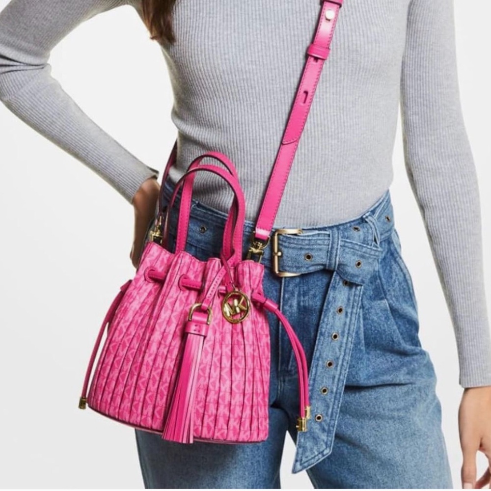 Michael Kors Willa Extra-Small Pleated Logo Tote Bag in Wildberry